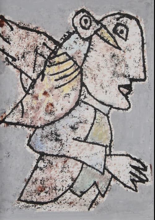 tableau d'un oiseau sur l'épaule d'un personnage